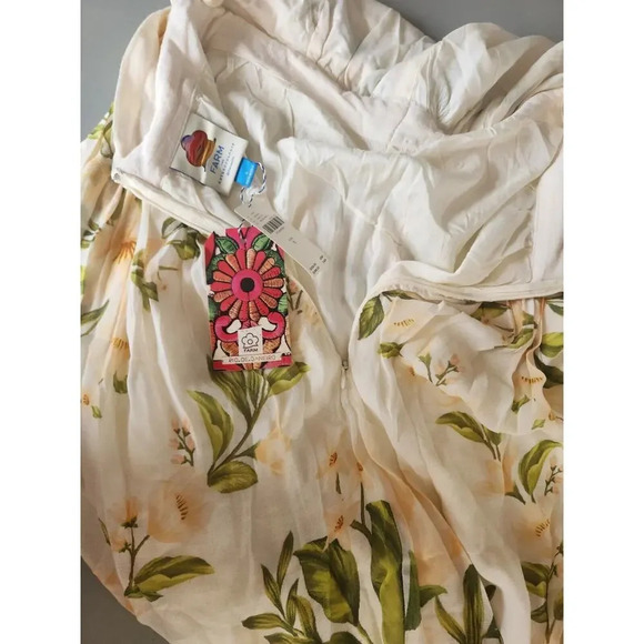 NWT Farm Rio Anthropologie V-Neck Floral Chiffon Maxi Dress Sz S Neutral #9J408 - Picture 9 of 12